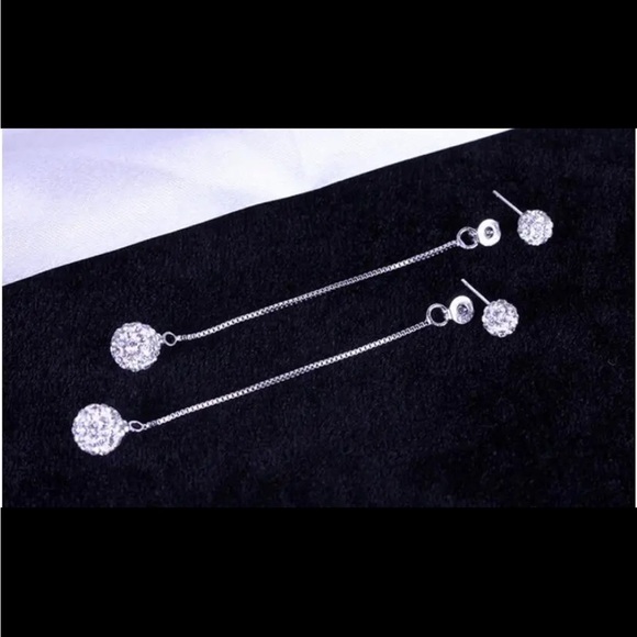 NEW 925 Sterling Long Tassel Ball Drop Earrings - Picture 4 of 15